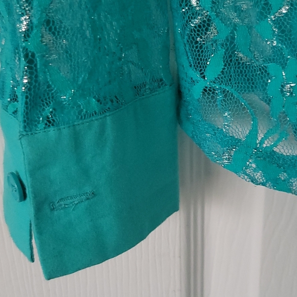 Blouse, turquoise with silver thread - Picture 3 of 4